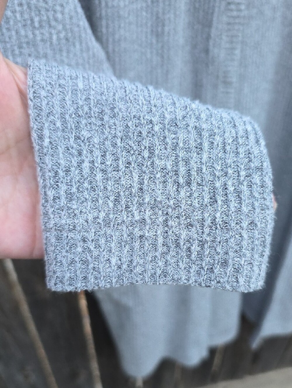 Gray Open-Front Ribbed Long Cardigan Sweater - Picture 6 of 11